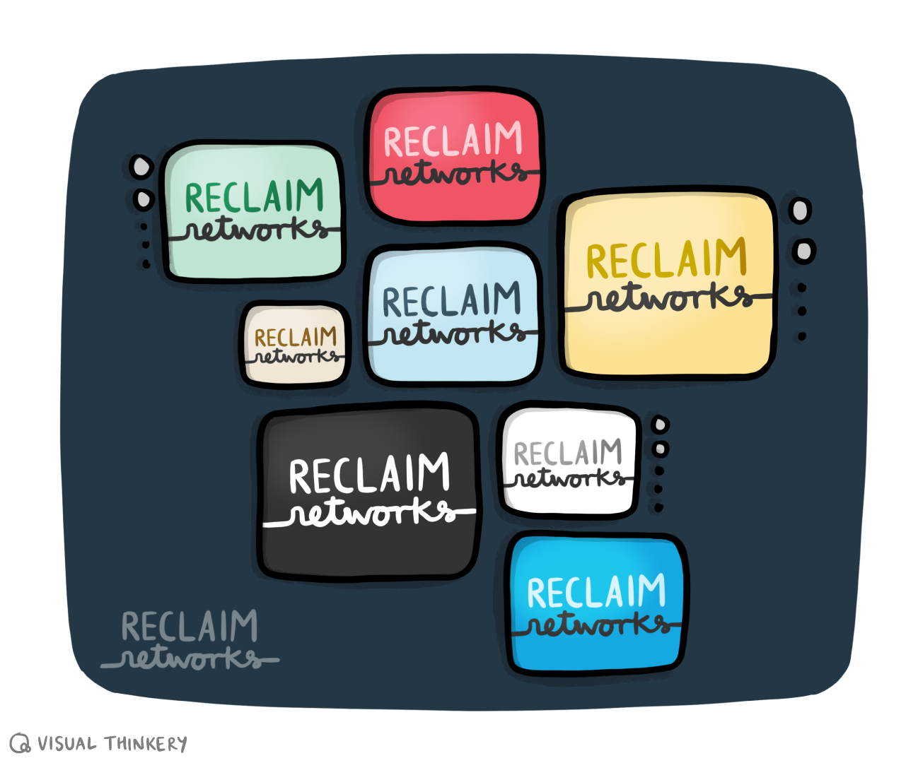 A hand drawn logo of Reclaim Networks 