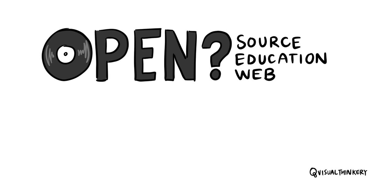 Visual by Visual Thinkery with the words "Open... Source, Education, Web". 